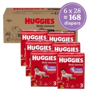 Huggies Little Movers Baby Disposable Diapers – Size 3 (168 Count)