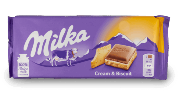 Milka Cream & Biscuit Chocolate Bar