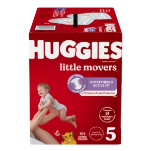 Huggies Little Movers Baby Disposable Diapers – Size 5 (104 Count)